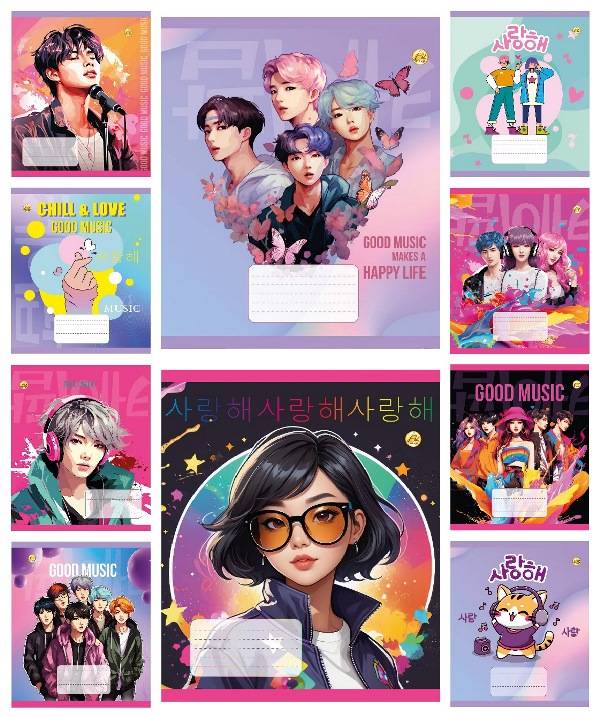 Зошит 12арк. кліт. /ТВ/ "К-поп" №ТЕ41114(25)(600) — фото товару | Канцелярський Сад