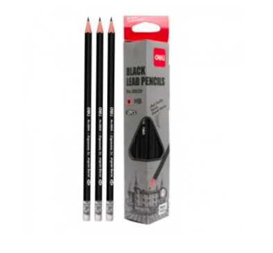 Олівець гр. "Deli" №38029/HB трикутн. з гумкою(12) — фото товару | Канцелярський Сад