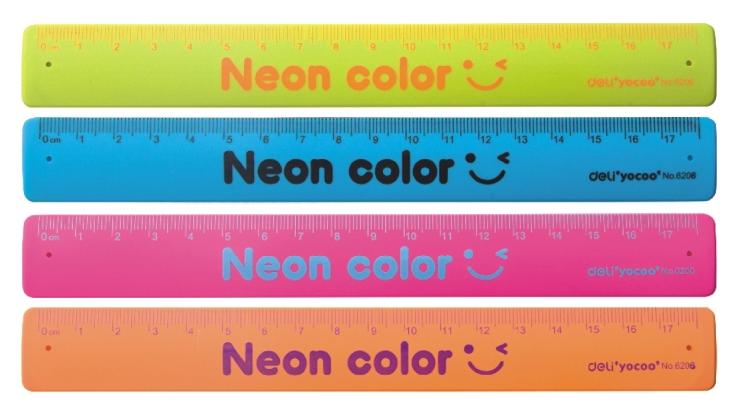 Лінійка пласт. 18см "Deli" №6206 Браслет неонова(48) — купити | Канцелярський Сад