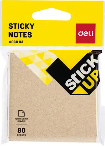 Блок/зам. кл 76х76мм 80арк."Deli" крафт №ЕА03893(12) — купити | Канцелярський Сад