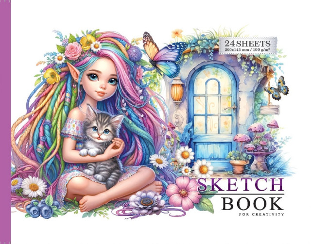 Скетчбук 24/100 А5 б/лін. мат.лам. №24383/БК005/5/Мандарин/(16) — фото товару | Канцелярський Сад