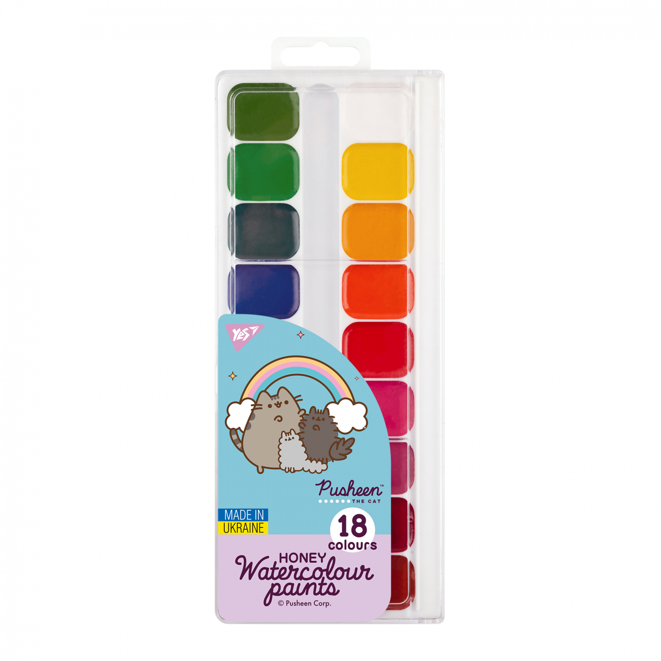 Акварель 18 кольор. "Yes" Pusheen медові №110276 б/п(30) — фото товару | Канцелярський Сад