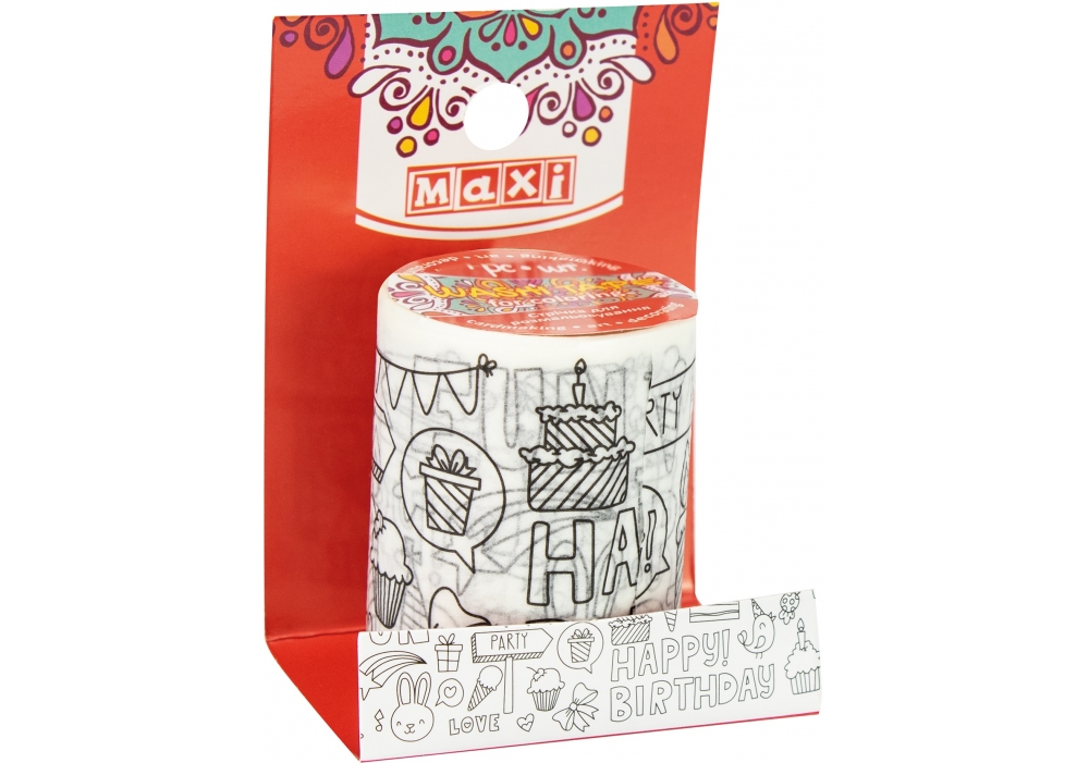 Стрічка декор. "Maxi" з принтом для розмальовування 50ммх2м №MX62058(20) — фото товару | Канцелярський Сад