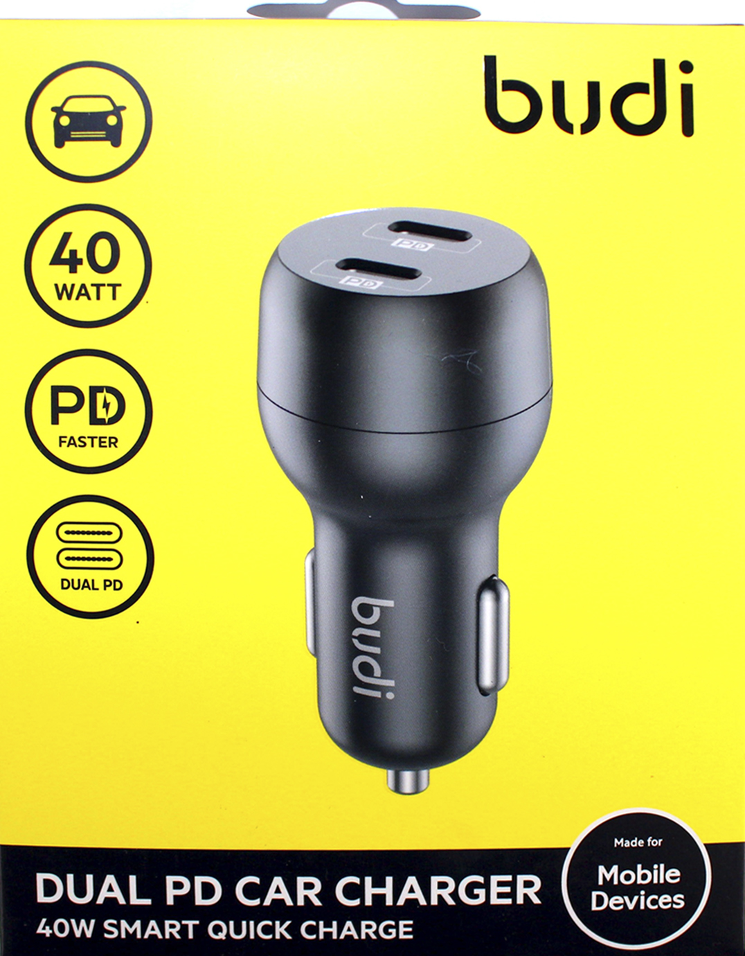 Зарядний пристрій авто Budi №CC108RB 40W швидка зарядка 2 Type C/Breidon/ — фото товару | Канцелярський Сад