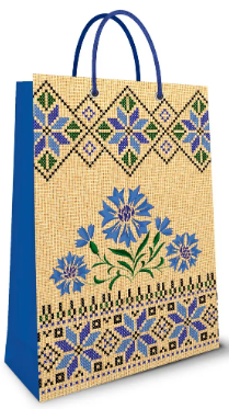 Пакет подарунковий картон 240х340х88мм ламін. Волошки №П164/Фоліо(25) — фото товару | Канцелярський Сад