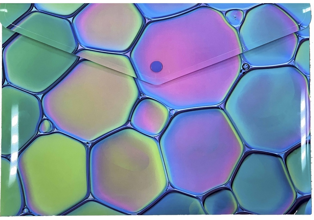 Папка-конверт "Optima" №O35248 А4 на кнопці з друком Pastel Bubble, непрозора "глянець"(12)(120) — фото товару | Канцелярський Сад