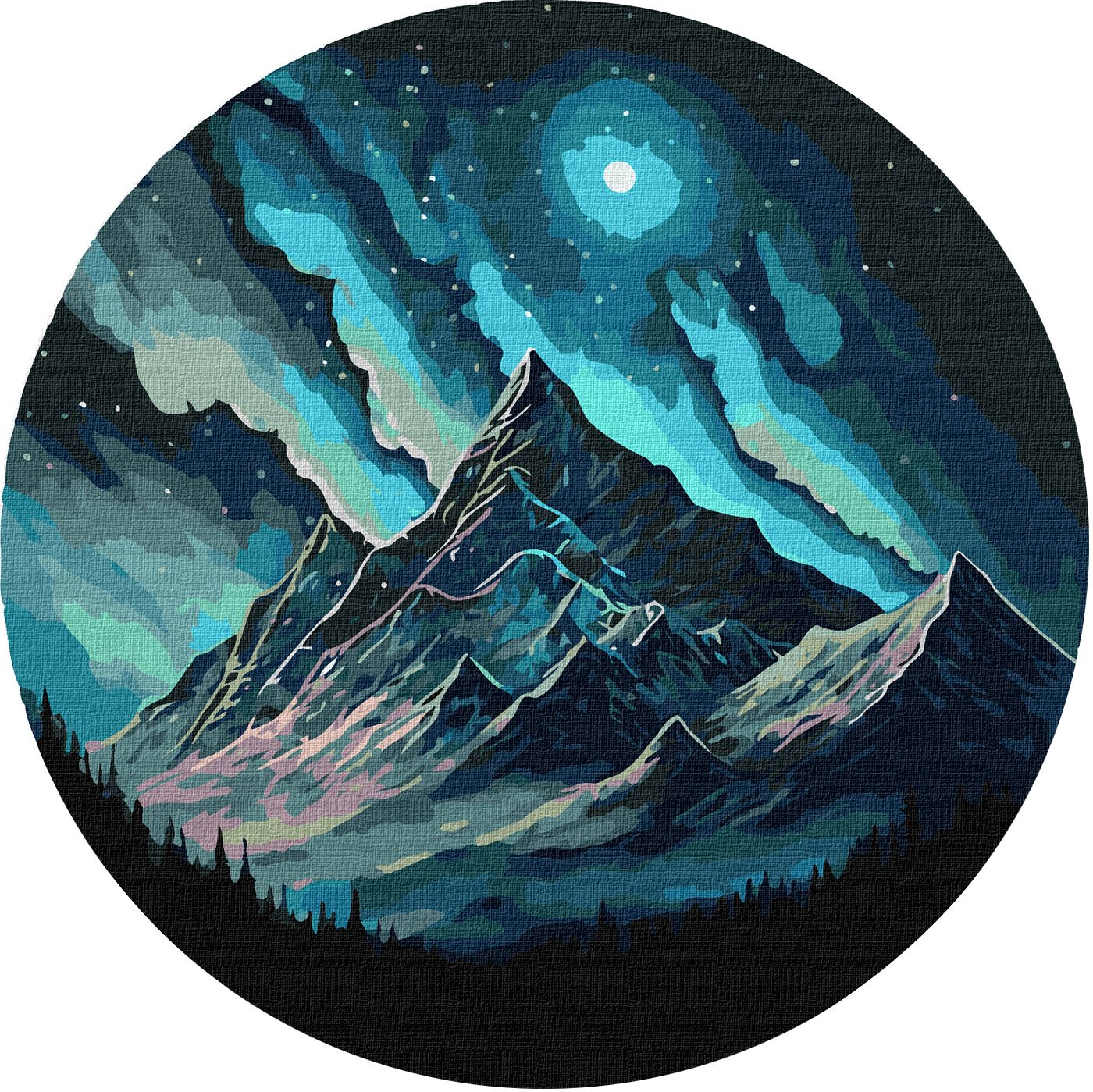 Картини по номерах акрил. "Нічне сяйво" d-33см №KHO-R1039/Ідейка/ — фото товару | Канцелярський Сад