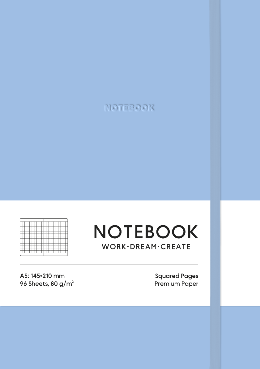 Блокнот А5 96арк. кліт. еко шкіра обкл.,ніжно блакитний №A5-7113K/Школярик/(12) — фото товару | Канцелярський Сад