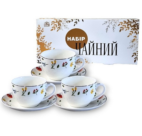 Набір чайний керам. 12предм. (чаш. 240мл+блюд.15см) "Офелія" №1753-14/S&T/(8) — купити | Канцелярський Сад