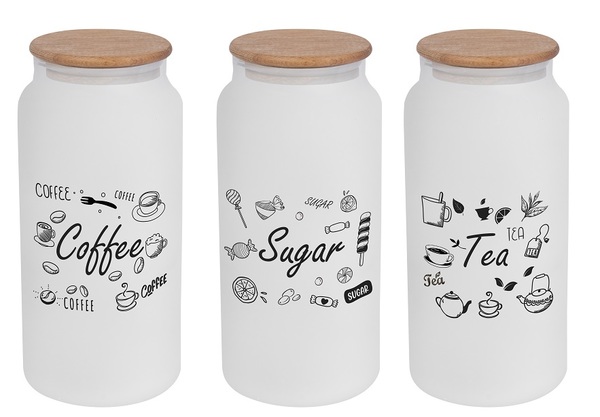Банка скло "Herevin Ice Colour Tea-Coffee-Sugar" 1,4л з кришкою №232002-262(12) — купити | Канцелярський Сад