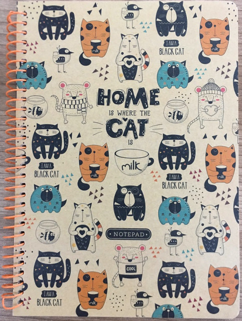 Блокнот пруж. А5 80арк. кліт. №9598/БК041/07/Мандарин/(60) — фото товару | Канцелярський Сад