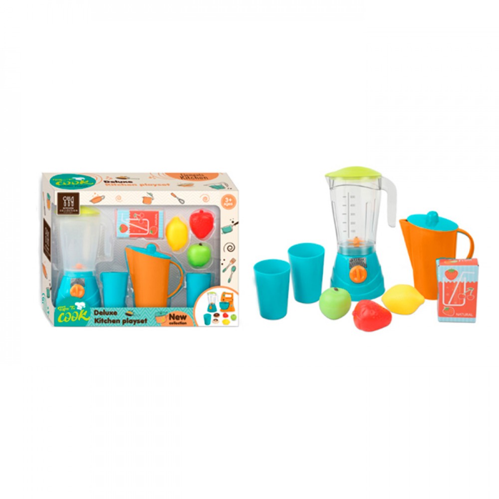 Набір побутової техніки ігр-ийі:блендер 17см,чайник 12см,фрукти,в кор-ці,№523B — фото товару | Канцелярський Сад