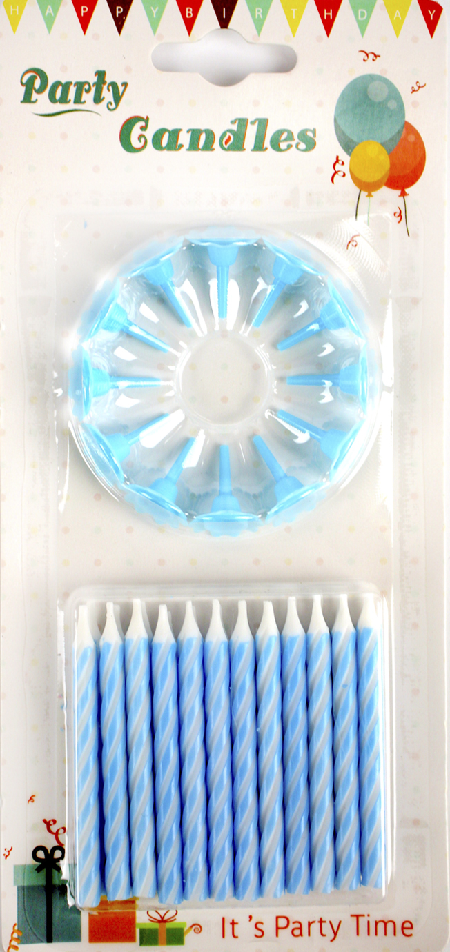 Свічка в торт 24шт+12підсв. блакитні №E24/0093/1185(24)(288) — фото товару | Канцелярський Сад