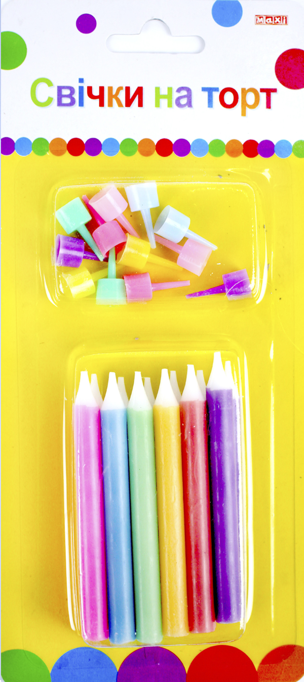 Набір свічок в торт"Jumbo Pearly"8см12шт перламутрових з 12 підставками№MX620192/Maxi/(24) — купити | Канцелярський Сад