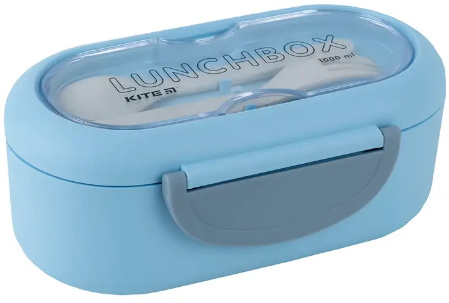 Ланч бокс пласт. "Kite" 1000мл з розділювачем,блакитний №K23-185-2(60) — фото товару | Канцелярський Сад