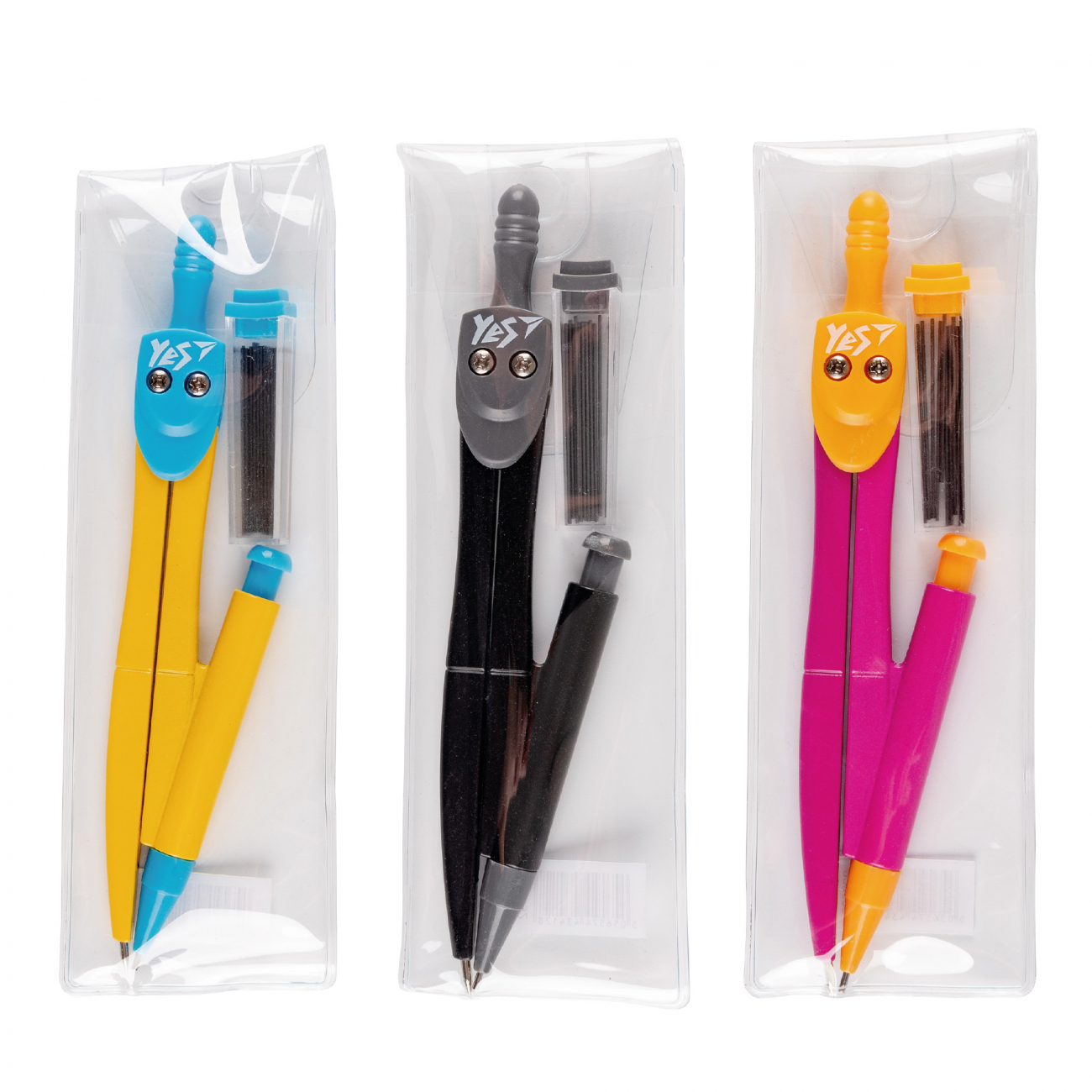 Циркуль "Yes" у прозорому чохлі з механічним олівцем та запасними грифелями №220092 — фото товару | Канцелярський Сад