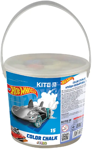 Крейда кольор. "Kite" №HW24-074 15шт Jumbo Hot Wheels у відерці(1)(24) — купити | Канцелярський Сад