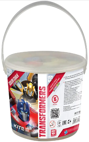 Крейда кольор. "Kite" №TF24-074 15шт Jumbo Transformers у відерці(1)(24) — купити | Канцелярський Сад