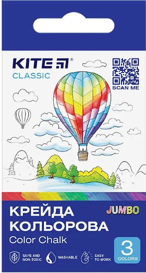 Крейда кольор. "Kite" №K-077 3кольор. Jumbo Classic(20)(120) — купити | Канцелярський Сад