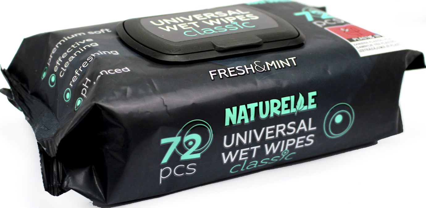 Серветки вологі "Naturelle" (72шт) Classic чорні №1707(14) — купити | Канцелярський Сад