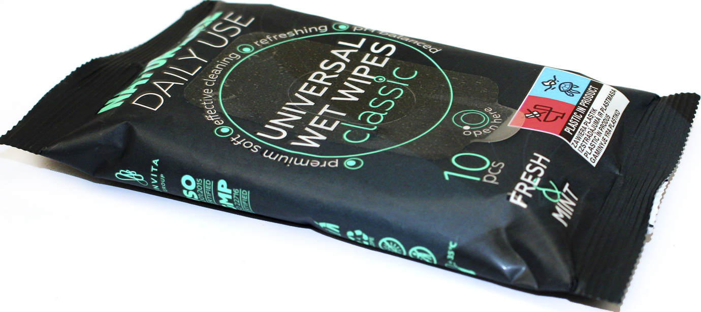 Серветки вологі "Naturelle" (10шт) Classic чорні №1691(22) — купити | Канцелярський Сад