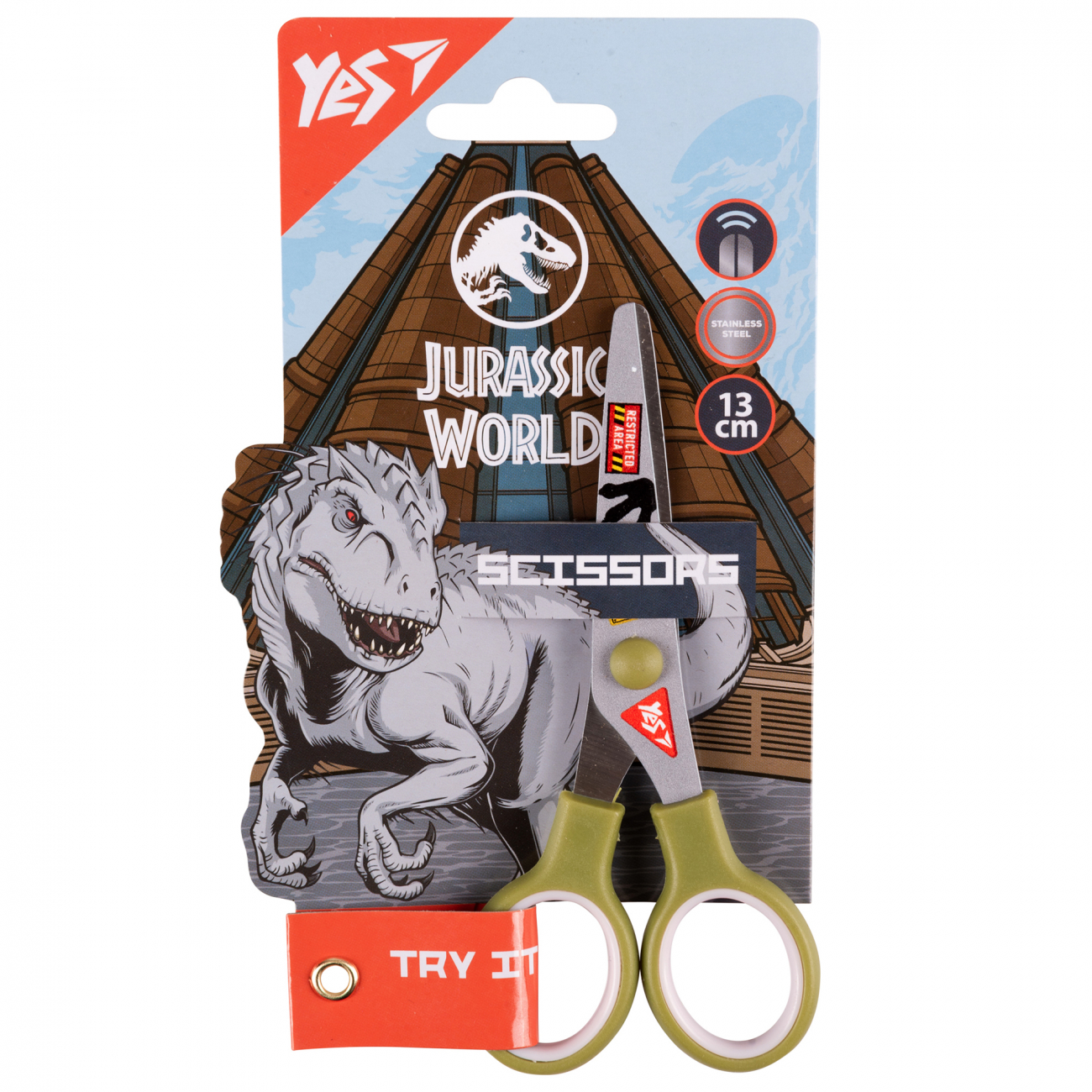 Ножиці дит. "Yes" №480443 Jurassic World 13см з принтом на лезі(12) — купити | Канцелярський Сад