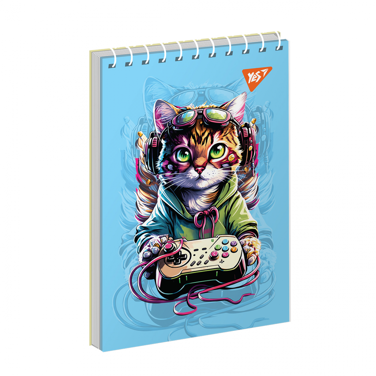 Блокнот пруж. А6 80арк. кліт. Cat №151959/Yes/(6)(210) — фото товару | Канцелярський Сад