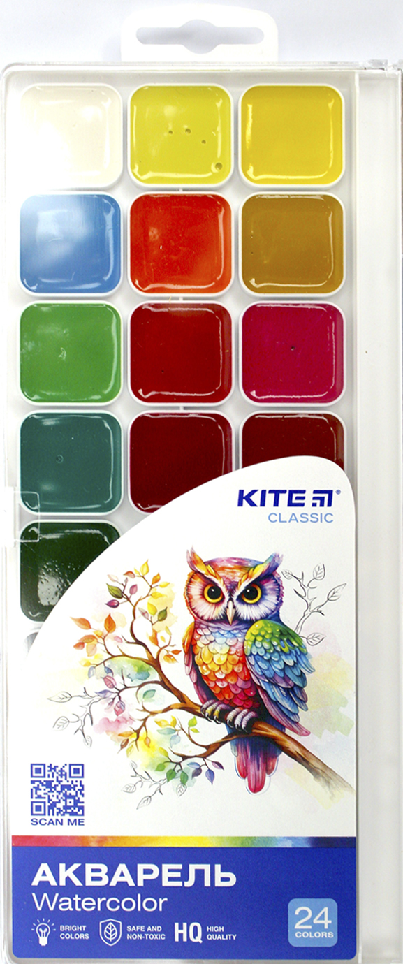Акварель 24 кольор. "Kite" "Classic" №K-442(12)(15) — купити | Канцелярський Сад