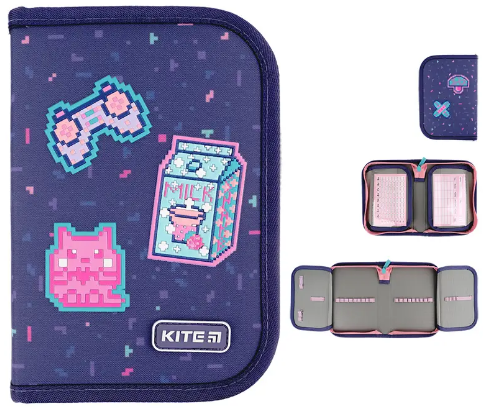 Пенал "Kite" Pixel Love 1від.,б/н,з 2 відворотами №K24-622-5(48) — фото товару | Канцелярський Сад