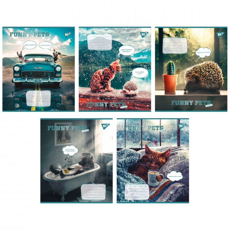 Зошит 96арк. кліт. YES Funny pets №767168(5)(120) — фото товару | Канцелярський Сад