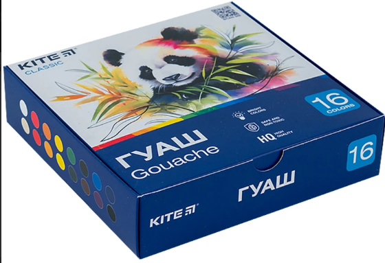 Гуаш "Kite" Classic 16кольор. 20мл №K-096(10) — фото товару | Канцелярський Сад