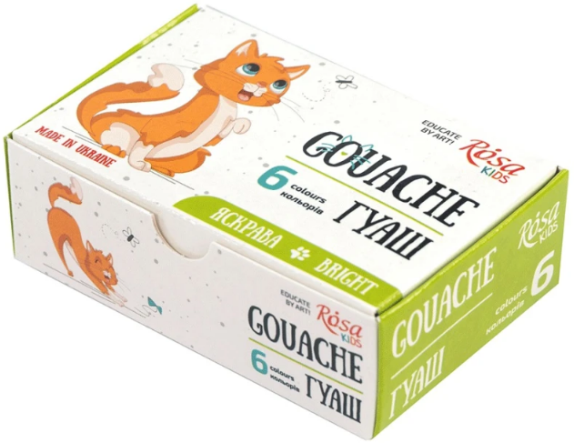 Гуаш "Rosa Kids" 6кольор. 10мл Cats №301101(18) — фото товару | Канцелярський Сад