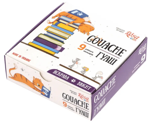 Гуаш "Rosa Kids" 9кольор. 10мл Cats №301102(16) — фото товару | Канцелярський Сад