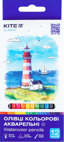 Олівці кольор. аквар. 12 кольор. "Kite" №К-1049 Classic(12)(240) — фото товару | Канцелярський Сад