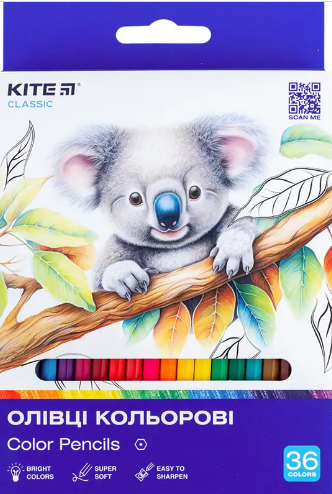 Олівці кольор. 36 кольор. "Kite" №К-057 Classic(8)(80) — фото товару | Канцелярський Сад