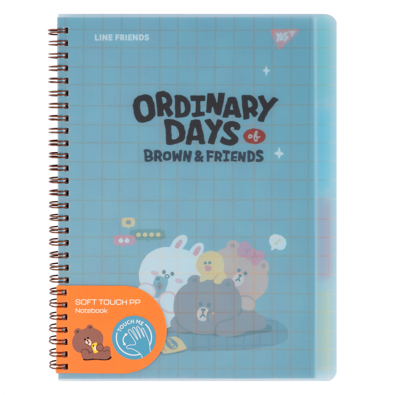 Блокнот В5 80арк. кліт. пласт. обкл.,софт-тач Line Friends №765741/Yes/(3) — фото товару | Канцелярський Сад