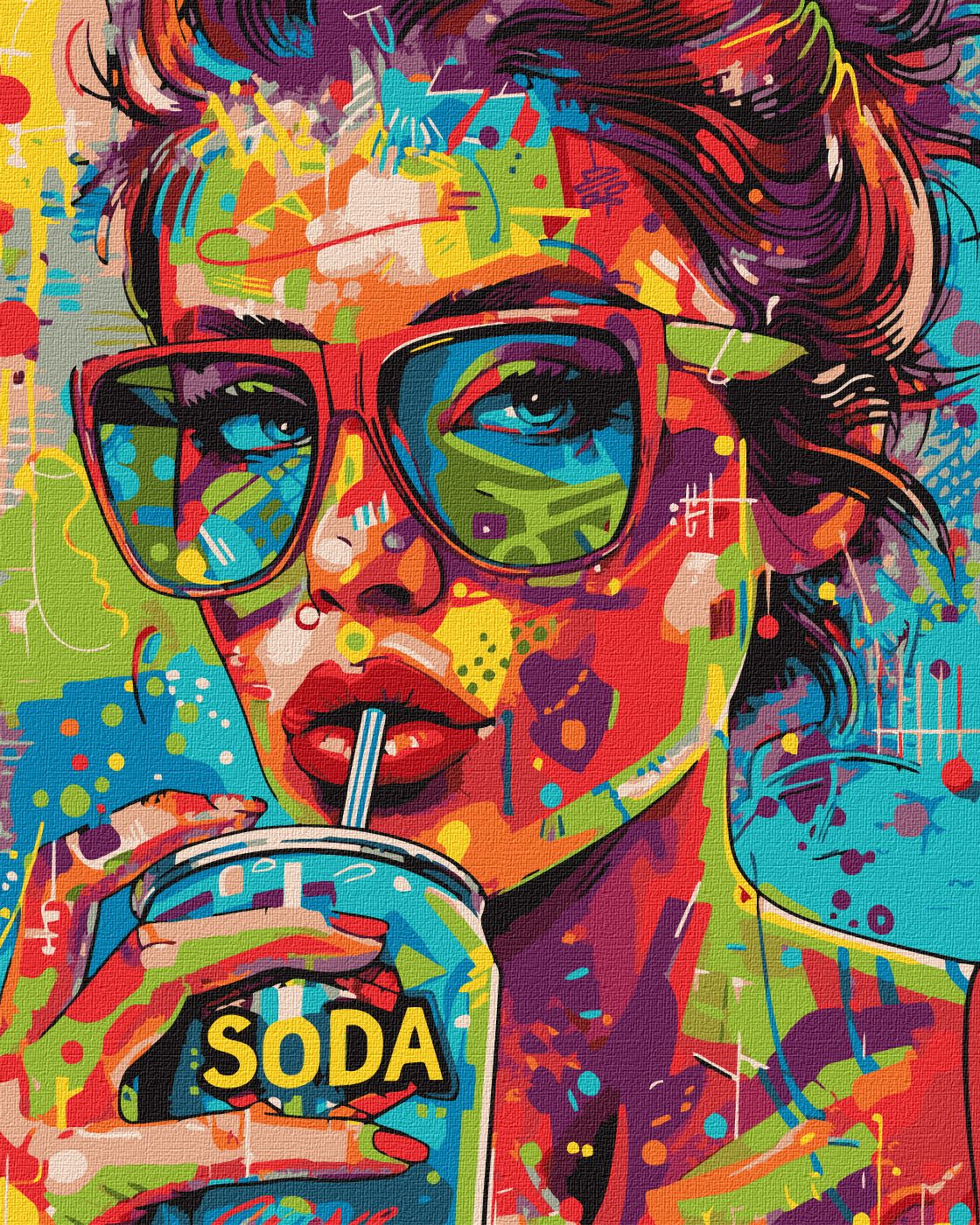 Картини по номерах акрил. "Дівчина з содовою" 40х50см №KHO5126/Ідейка/ — фото товару | Канцелярський Сад