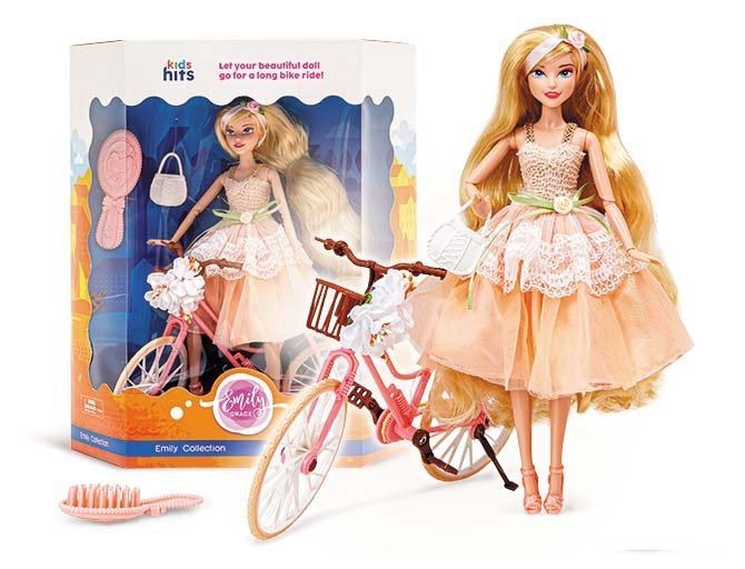 Лялька "Emily" Romantic,з велосипедом,в кор-ці,30х34х10см №KH23/022/KH23022(12)(24) КІ — купити | Канцелярський Сад