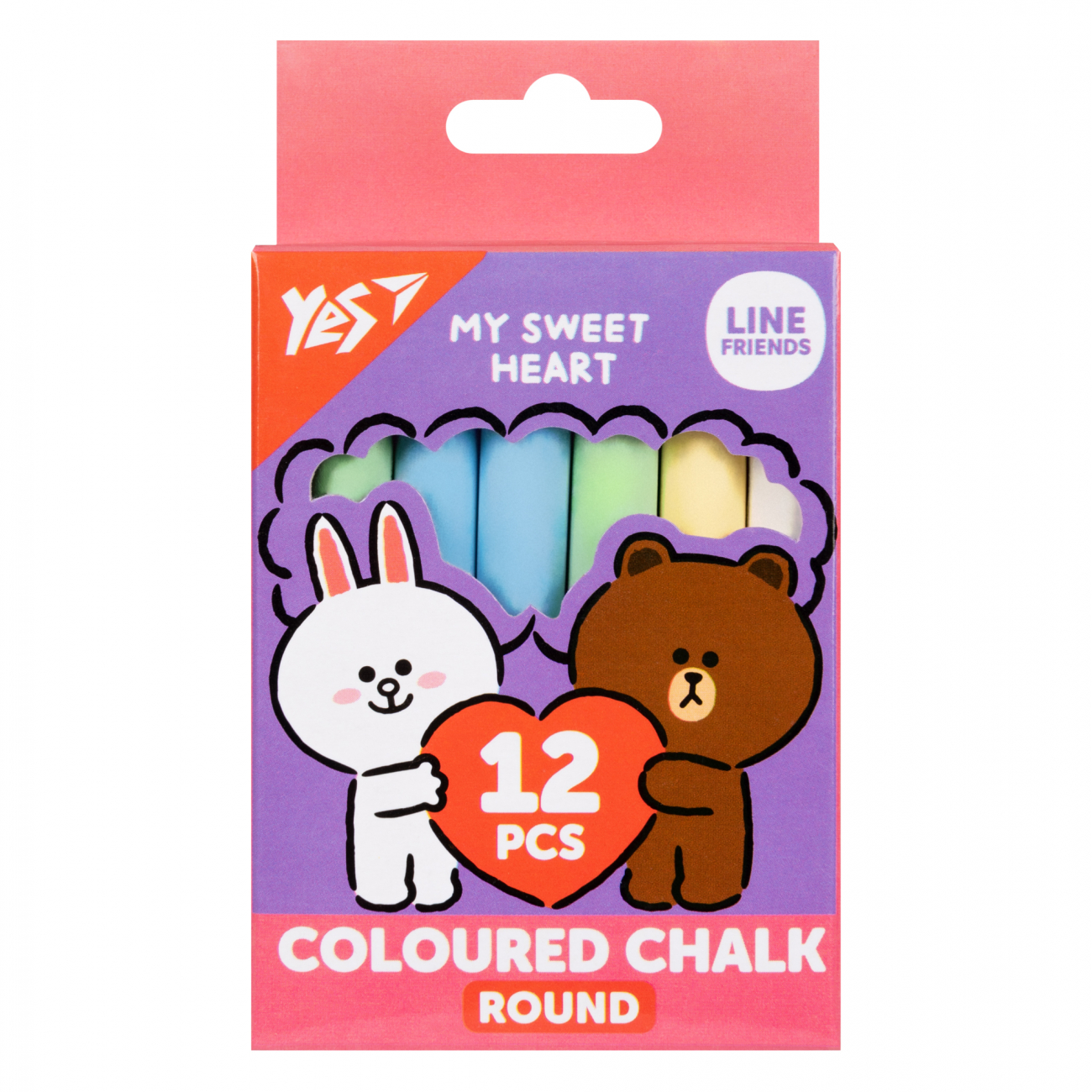 Крейда кольор. "Yes" №400516 12шт круг. Line Friends(24)(144) — фото товару | Канцелярський Сад