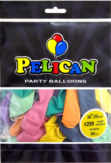 Кулька повітр. латексна 10"/25см "Макарун" асорті №810299/Pelican/(50)(250) — купити | Канцелярський Сад
