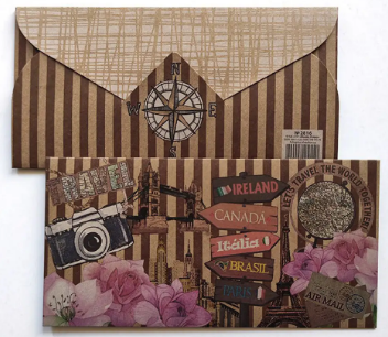 Конверт для грошей крафт "Travel" крафт №2816/Фоліо/(25) — фото товару | Канцелярський Сад