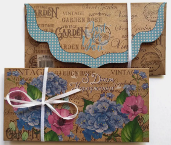 Конверт для грошей крафт "Гортензії" крафт №2819/Фоліо/(25) — фото товару | Канцелярський Сад