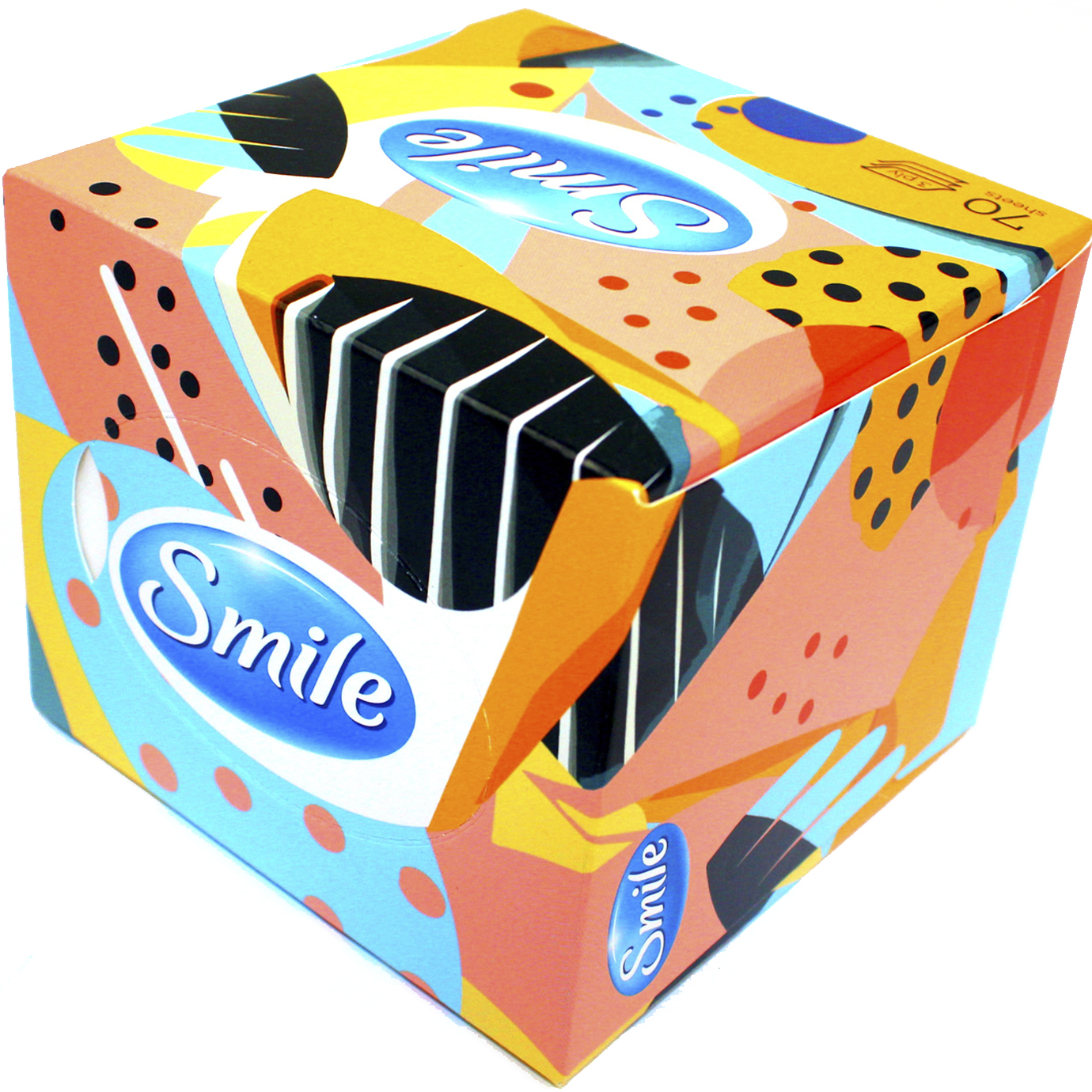 Серветки паперові косметичні Smile (70шт) 3шар білі куб №1996(24) — купити | Канцелярський Сад