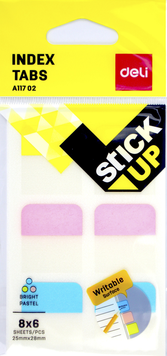 Розділювач сторінок "Deli" пласт. №EA11702 8арк. 45х28мм 6шт мікс(24) — купити | Канцелярський Сад