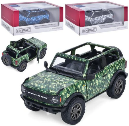 Машина інер-а метал. "Kinsmart"Ford Bronco Camo Edition Open 2022,в кор-ці,16х7,5х8см — фото товару | Канцелярський Сад
