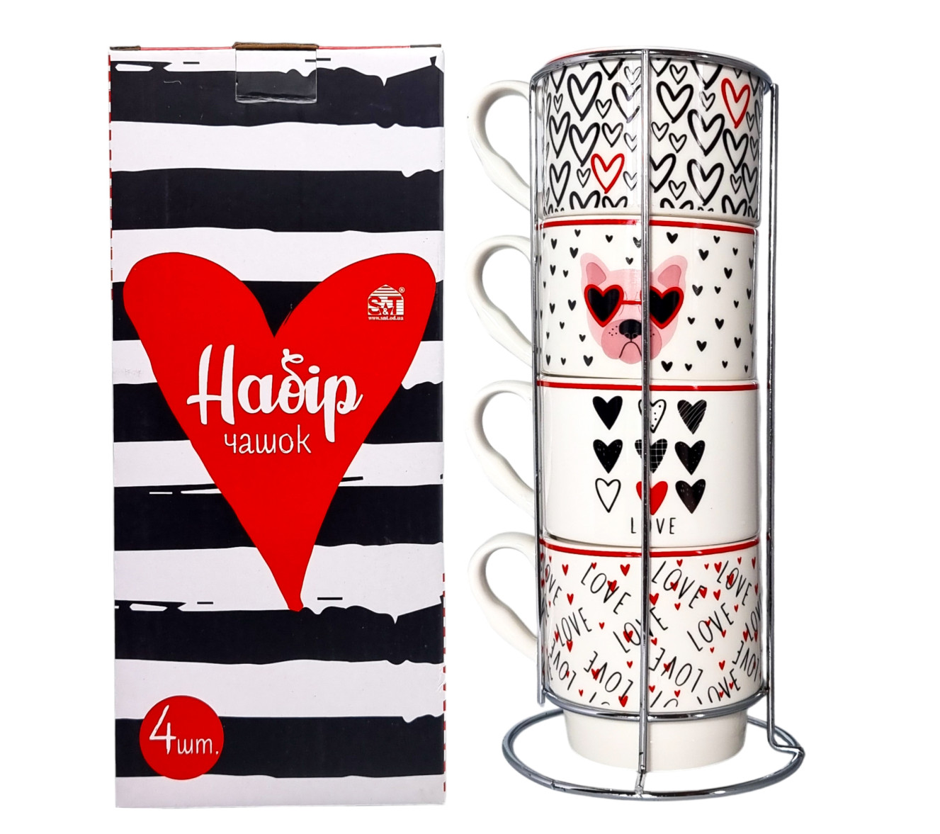 Набір чашок керам. (4шт) 320мл №021-04-21/S&T/(6) — фото товару | Канцелярський Сад