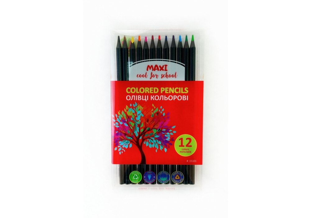 Олівці кольор. 12 кольор. "Maxi" №MX15101 пласт.(12)(240) — фото товару | Канцелярський Сад