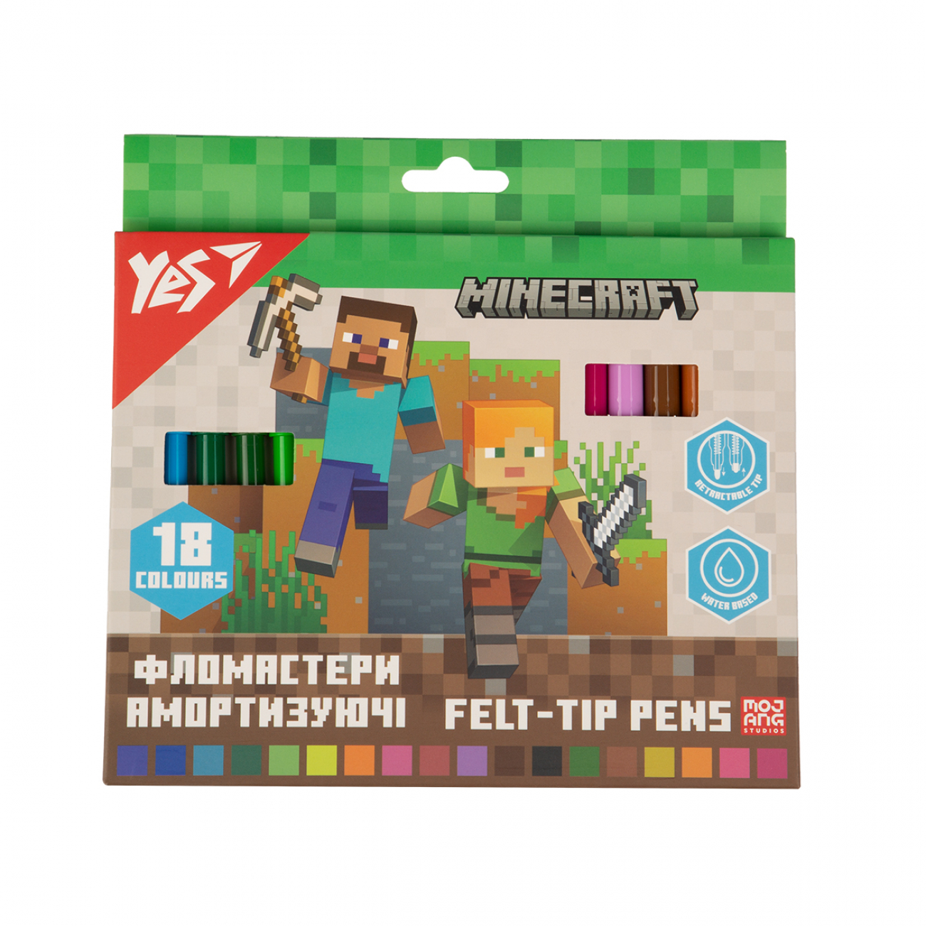 Фломастери "Yes" 18кольор. "Minecraft" ароматизуючі №650584(12)(192) — фото товару | Канцелярський Сад