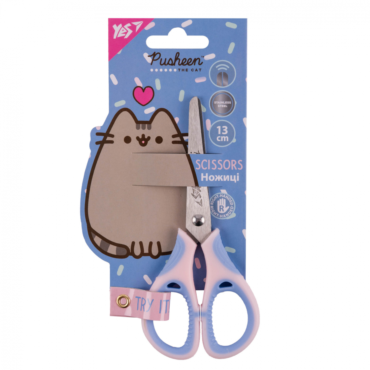 Ножиці дит. "Yes" №480460 Pusheen 13см з гумовими вставками(12) — фото товару | Канцелярський Сад