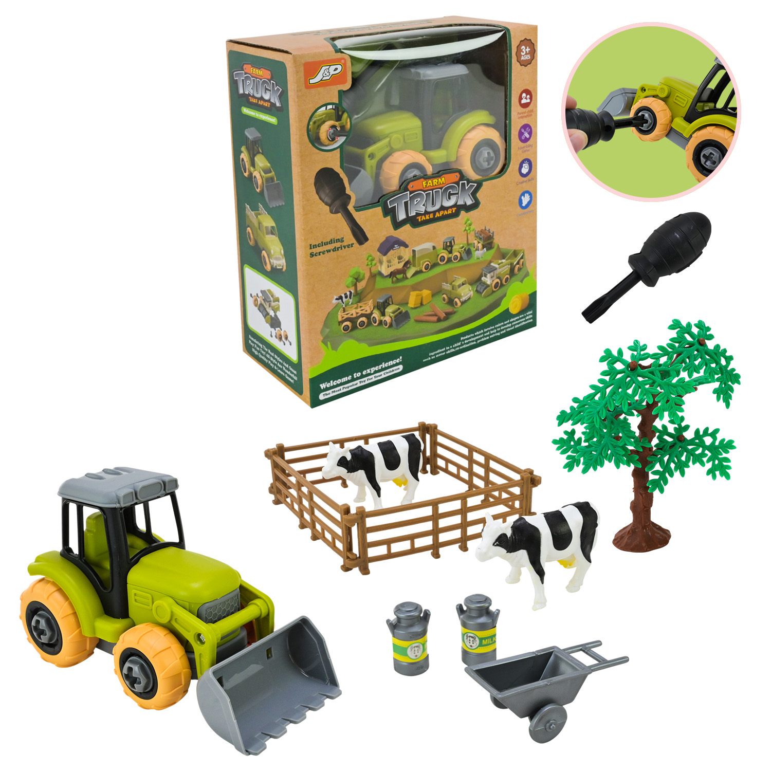 Ігровий набір "Трактор, інструменти, аксесуари" в кор-ці,18,8х8,8х22,5см №8836(30)(60) КІ — купити | Канцелярський Сад